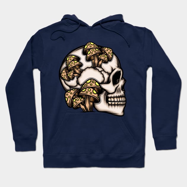 Mushroom skull head Hoodie by Mako Design 